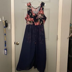 split maxi romper dress with shorts